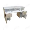 Mesa de Manicure de Madeira, Mesa de Unhas Estilo Painel Mais Vendida com Coletor de Pó de Unhas, Estação de Manicure Branca Multifuncional com Acabamento de Alto Padrão
