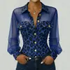 Modelo 2026 Transfronteiriço Europeu e Americano Amazon Patchwork Estampa de Leopardo Bolso de Rede Elegante Camisa de Botão