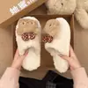 Lindas Pantuflas Cerradas con Forma de Oso y Lazo para Mujer, Para Usar en Exteriores, Nuevo Estilo Invierno 2026, Pantuflas Cálidas de Algodón Fáciles de Poner