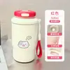 Taza isotérmica de doble boca con estampado de gatito y pez, suave y linda, transfronteriza, con cordón, adecuada para estudiantes, para ir al trabajo y para el coche, portátil y fácil de llevar