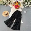 Traje de Moda Estilo Europeo y Americano Hermana Real para Mujer Verano Francés de Gama Alta Top Estampado Pantalones Anchos Sueltos Plisados