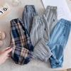 Calça Fina Respirável à Prova de Mosquitos de Algodão e Linho Estilo Japonês 2026 Nova Verão Infantil Simples Xadrez Calça Longa de Bebê