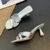 Sandalias de Tacón Grueso con Punta Cuadrada Hui Liya 230-21 para Mujer, 26 Estilos, Tacones Altos de Charol con Tiras Cruzadas, Zapatos Versátiles de Moda para Exteriores