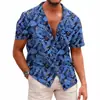 Camisa Hawaiana de Manga Corta con Estampado para Hombre de Verano Amazon Transfronterizo Fábrica de Origen Casual y Versátil