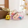 Tiktok Lindo Gato Acostado Adorable Colgante de Arena Líquida Par de Llavero Acrílico con Aceite Destellante Accesorios para Bolsos