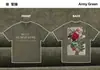Camiseta Casual Elegante Oversize Solta de Manga Curta Algodão Puro Estilo Retrô Americano Lavada Desgastada Preto Marrom com Estampa de Rosa