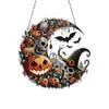 Decoración de Halloween Popular Transfronteriza Linterna de Calabaza Guirnalda de Esqueleto Colgante de Disco Acrílico Decoración de Ventana Decoración de Letrero de Porche