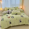 2026 Nuevo Peluche de Conejo Estampado Terciopelo de Leche Burbuja Grande Juego de Cuatro Piezas Funda de Edredón Individual