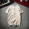 Camiseta de Lino para Hombre Estilo Chino Talla Grande para Hombre Estilo Coreano Holgada Moderna Cuello en V Manga Corta Camiseta