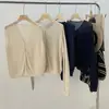[Conjunto de Linho Hejia Duas Peças] Laqian Estilo Preguiçoso Conjunto de Cardigan Duas Peças Vazado de Linho Mais Fácil de Combinar Cardigan de Manga Longa