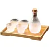 Juego de Cristalería para Cócteles Niebla de Rocío Helado, Decantador y Taza de Sake, Dispensador de Vino Estilo Japonés de Lujo Ligero, Copas de Vino Pequeñas, Copas de Vino Blanco