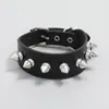 Pulsera Negra de Cuero Tachonada Estilo Punk Hip-Hop Europeo y Americano, Pulsera Ancha Personalizada de Moda con Pinchos para Hombre Tendencia