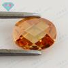 Gema Huagang de color huevo con cara de tortuga doble, circonita blanca, piedra desnuda, cara de celosía ovalada, cara de circonita blanca, doble cara