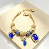 Pulsera Pan Jia Venta Caliente Transfronteriza Pulsera DIY Pedrería Azul Gato Luna Pentagrama Corazón Joyería de Moda