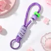 Cordão Trançado Colorido Curto Feito à Mão para Celular com Argola de Chaveiro, Alça Destacável Anti-Perda para Capa de Celular