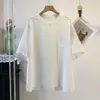 Ropa de Verano 2026 Estilo Japonés Bolsillo de Parche Color Sólido Cuello Redondo Camiseta para Mujer Camisa Casual de Manga Corta Venta al por Mayor Tendencia