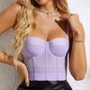 Alça de Ombro Malha Poliéster Molde Espinha de Peixe Copa do Peito Copa do Peito Fina Sexy Justo Corset Colete Sutiã de Ombro para Mulheres