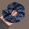 Estilo Coreano Ins Azul Bolinhas Camada Dupla Elástico de Cabelo Intestino Grosso para Mulheres, Corda de Cabelo Que Não Danifica o Cabelo, Acessórios de Cabelo Elástico de Cabelo Versátil e Durável