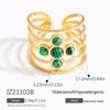 Anillo Transfronterizo Europeo y Americano de Piedra Natural Retro Lujo Ligero Color Duradero Ojo del Diablo Joyería Anillo Abierto de Acero de Titanio Oro 18K