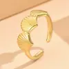Colección Serie Oceánica Estilo Fresco de Vacaciones Anillo Abierto de Concha y Estrella de Mar para Mujer Anillo de Acero Inoxidable Artículo Popular Transfronterizo