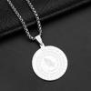 Collar de acero inoxidable redondo de marca transfronteriza, nuevo y popular, con colgante de mano de oración y moneda de oración de dos manos, joyería religiosa