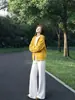 Chamarra sudadera con capucha color cúrcuma para mujer, nuevo cárdigan corto de principios de otoño 2026, top versátil y que estiliza estilo coreano