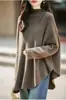 Suéter de punto para mujer 100% lana pura, cuello redondo medio alto, color liso, estilo relajado, diseño de capa oversize, nueva colección otoño/invierno, top de corte holgado