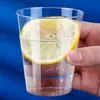 Juego de cuenco y cuchara de cristal desechable, cuenco transparente de plástico engrosado para postre y sopa, vajilla para banquetes y uso doméstico, cuenco para llevar