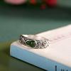 Anillo de plata de ley S925 con forma de calabaza de jade Yinxiang Yunbi, estilo nacional retro, ajustable, con apertura antigua.