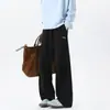 Calça Moletom Masculina Cinza Claro Pesada Outono 2025 Nova Calça Esportiva Solta Versátil Casual Calça de Cintura Alta Wide-Leg