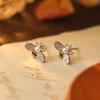 Aretes de Abeja Linda de Plata Esterlina 925 Vintage Cuentas de Diamante Aretes Elegantes Franceses de Lujo Ligero de Alta Gama Aretes de Mujer