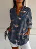 AliExpress Europa y Estados Unidos transfronterizo caliente moda femenina camisa larga primavera verano otoño camisa de manga larga impresión 3D