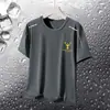 2026 Verão Novo Sensação de Gelo Moda Camiseta Manga Curta Masculina Tendência Esportiva Malha Respirável Versátil Top