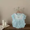 INS Verano Bebé Niña Estilo Princesa Bordado Combinación de Colores Manga Corta Sombreros Traje de Gateo para Bebé