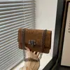 Moda Nueva Primavera 2026 Bolso de Cadena de Color Sólido con Cierre Texturizado, Bolso Cuadrado Pequeño Elegante y con Estilo Vintage