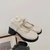 Zapatos Pequeños de Cuero Dulces 2026 Tacón Grueso Zapatos de Salón Tacones Altos para Mujer Zapatos Mary Jane Corte Bajo Otoño Punta Redonda Corte Bajo Velcro