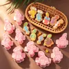 Formas de pirulito da série Pikmin com designs 3D de Pikmins rosa, azul e vermelho, várias formas, bolos impressos DIY realistas