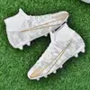 Zapatos de fútbol de cuero talla 47 al por mayor, zapatillas deportivas de caña alta para hombre talla 45, entrenamiento transfronterizo, zapatos de fútbol para niños con tacos largos talla 46, otros
