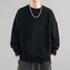 Moletom Outono/Inverno 2026 para Homens e Mulheres, Corte Amplo, Gola Redonda, Cor Sólida, Pulôver, Manga Longa, Top Versátil da Moda Masculina