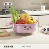 Cesta coladora para cocina casera, Cesta coladora de plástico engrosado multifuncional para lavar verduras con asa, Cubeta coladora de doble capa para lavar verduras