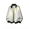 Moletom listrado color-block com gola alta estilo college americano para homens, novo cardigã bordado solto para primavera e outono, jaqueta versátil e moderna