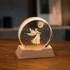 Lámpara de noche de cristal para escritorio, adorno creativo de cristal, lámpara ambiental de mesita de noche, pequeño regalo para maestros en la ocasión del inicio de clases
