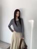 Suéter de Punto Falso de Dos Piezas con Rayas en Contraste Estilo Coreano 6up para Mujer Otoño 2025 Guangzhou 13 Líneas Nuevo Normcore Versátil 50185