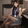 Lencería Sexy Puro Deseo Falda de Cadera de Secretaria Uniforme de Azafata Traje Apasionado de Discoteca Sin Quitarse Sistema de Abstinencia Qqny Ajustado