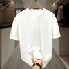 Camiseta de verano de seda de hielo negra estilo Hong Kong para hombre y mujer, camiseta sencilla que combina con todo, vestido para pareja, camiseta de manga corta para hombre y mujer, moderna