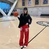 Pantalones de chándal hip-hop modernos estilo americano para hombres y mujeres, pantalones casuales estampados de alta calle para primavera, pantalones de pierna ancha deportivos para danza jazz