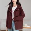 Abrigo Rojo Ancora Abrigo de Mujer Primavera y Otoño Largo Medio 2024 Nuevo Cordón Cintura Ajustada Adelgazante Casual Top
