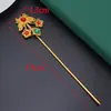 Pasador de mariposa de tres flores con incrustaciones de diamantes, color que no se desvanece, electrochapado en aleación, adorno para el cabello de estilo antiguo, Hanfu, cheongsam