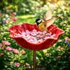 Nuevo Producto Palo de Jardín de Flor de Metal Hecho a Mano Alimentador de Pájaros de Flor de Metal Hecho a Mano