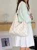 Bolsa Transversal de Ombro Estilo Coreano Chic Preguiçoso de Nicho com uma Vibe Relaxada, Bolsa de Lona com Bolinhas de Grande Capacidade, Bolsa Tote Versátil para o Dia a Dia